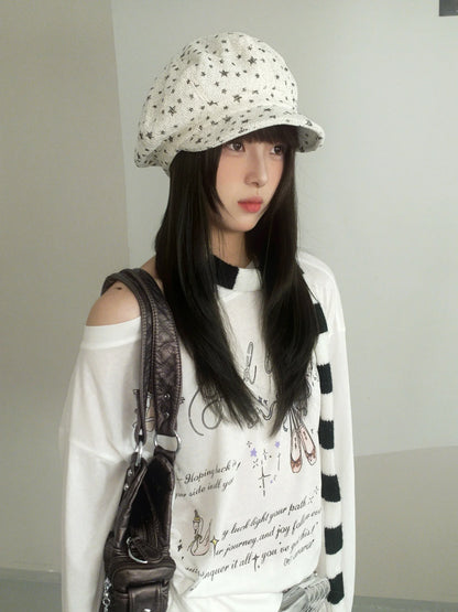 Retro Literary Style Star Beret For Women With An Octagonal Shape