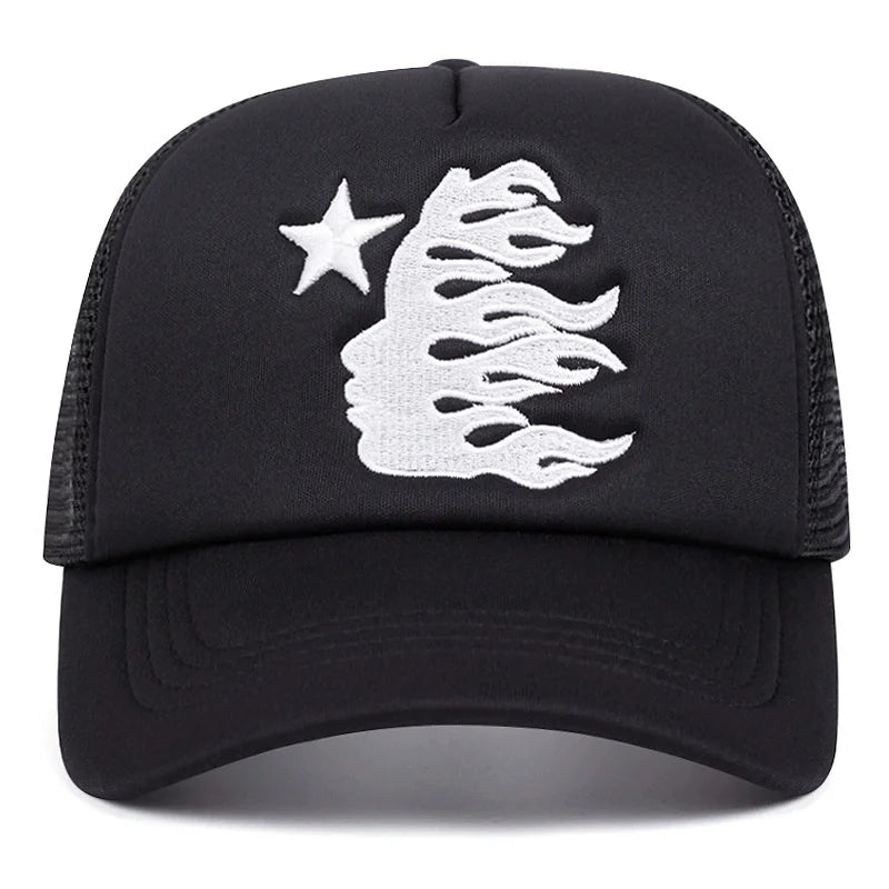Summer Embroidered Side Face Pentagram Men's and Women's Baseball Hats