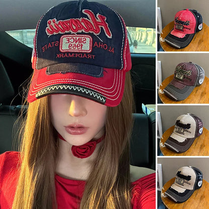 Retro Letter Embroidery Baseball Caps for Women Men