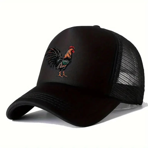 Vibrant Rooster Design Mesh Baseball Cap