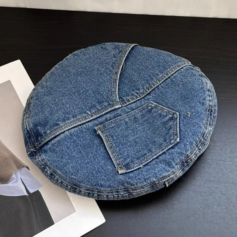 Harajuku Style Niche Design Retro Denim Berets