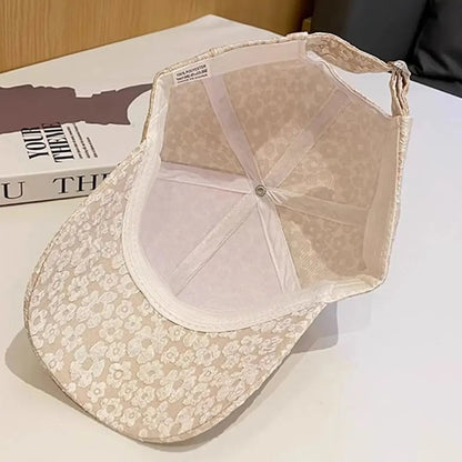 Breathable Floral Baseball Cap Rhinestone Decoration Adjustable