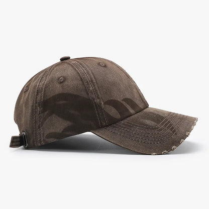 Unique Versatile Fashion Japanese Retro Washed Mixed-Color Ripped Baseball Cap