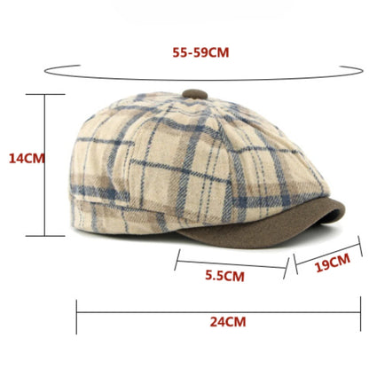Men Berets Women Vintage Artist Painter Plaid Beret Hat
