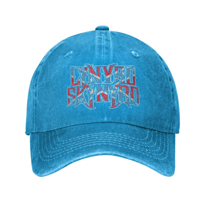 Lynyrded Rock Biker Skynyrded Logo Baseball Caps Distressed Denim Flag US
