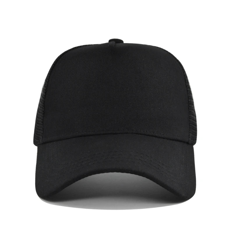 Customized Logo Hard Top 5 Panels Mesh Baseball Cap For Men Women