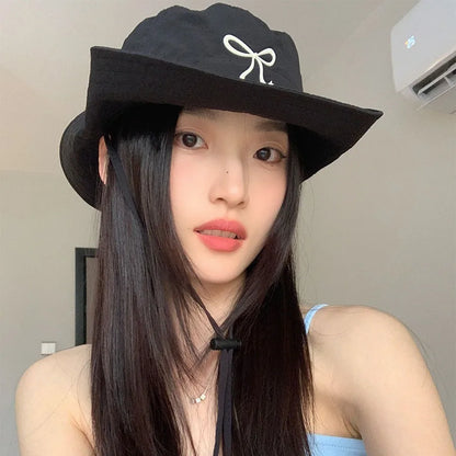 Korean Pink Bow Quick Dry Fisherman Hat