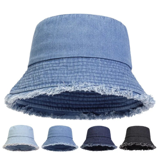 Neutral Denim Bucket Hat, Fashionable Sun Caps for Men and Women