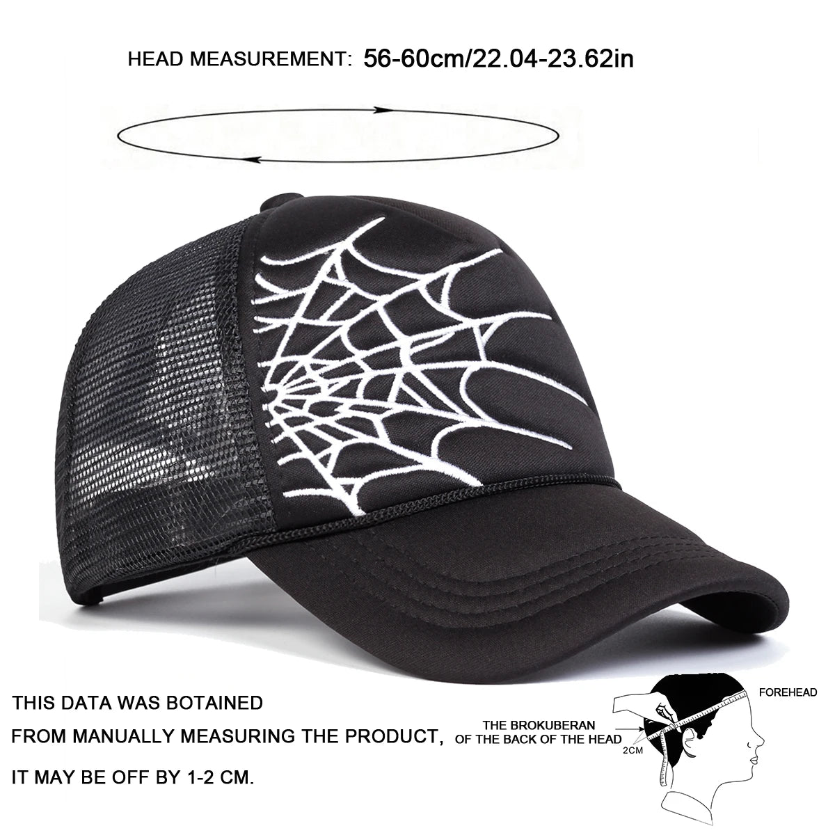 Unisex Spider Web Embroidery Baseball Net Caps Spring and Summer
