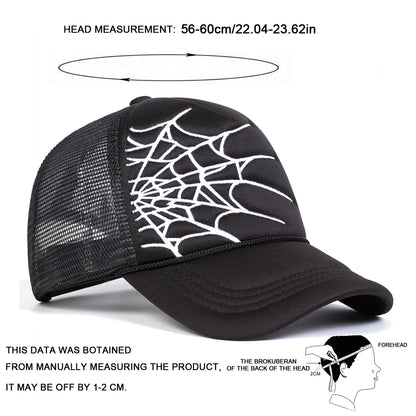 Unisex Spider Web Embroidery Baseball Net Caps Spring and Summer