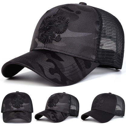 Unisex Double-headed Eagl Embroidery Baseball Net Caps Spring and Summer