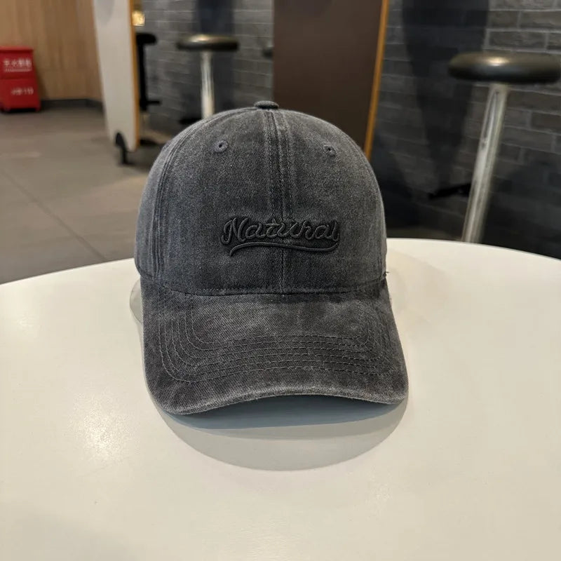 Letter Embroidered Washed Versatile Baseball Cap