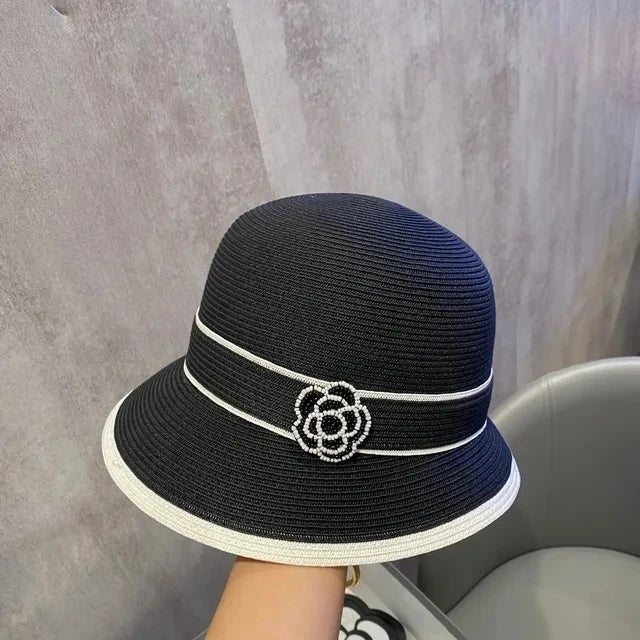 Straw Square Ribbon Straw Hat Beach Travel Sun Protection Flat Hat