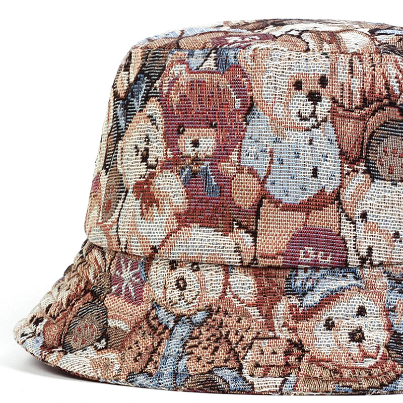 Unisex Little Bear Full Print Personality Bucket Hats