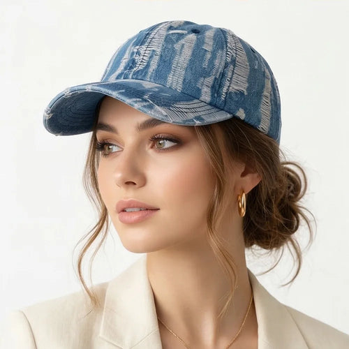 Vintage Distressed Washed Denim Baseball Cap