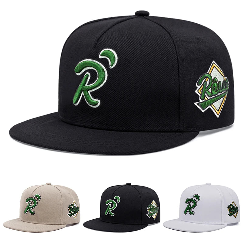 Creative Hip Hop Hat R Letter Dot Green Embroidered Baseball Hat