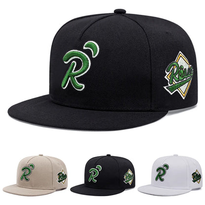 Creative Hip Hop Hat R Letter Dot Green Embroidered Baseball Hat