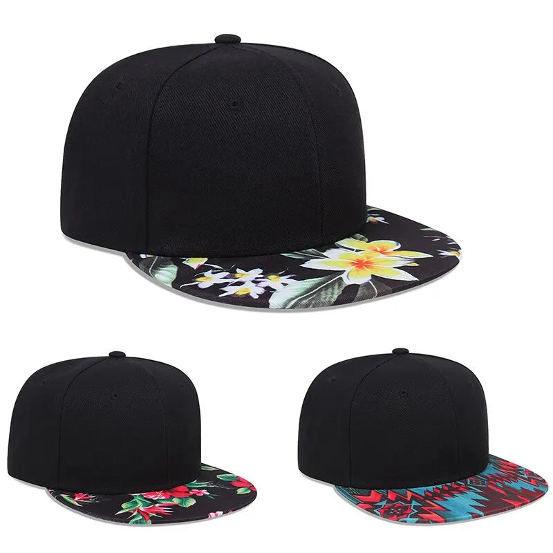 Fashion Hip Hop Flower Hat Brim Colorful Pattern Baseball Cap