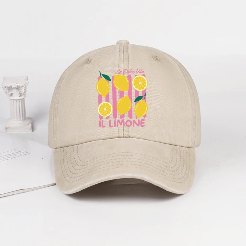 “IL Limone” Printed Vintage-Washed Baseball Cap
