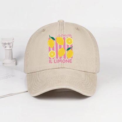 “IL Limone” Printed Vintage-Washed Baseball Cap