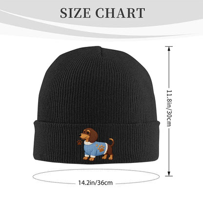 Dachshund Dog Knit Beanie Warm Cuffed Skull Cap