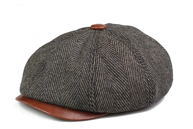 Men Street Bonnet 55% Wool Beret Sheepskin Camel/Grey Male Thin Hats