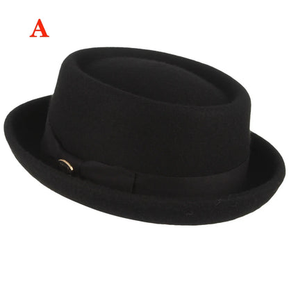 100% Wool Pork Pie Fedora Hat For Women Men