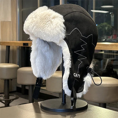 Winter Plush Lined Ushanka Hat For Men Women Windproof Cold Weather Outdoor