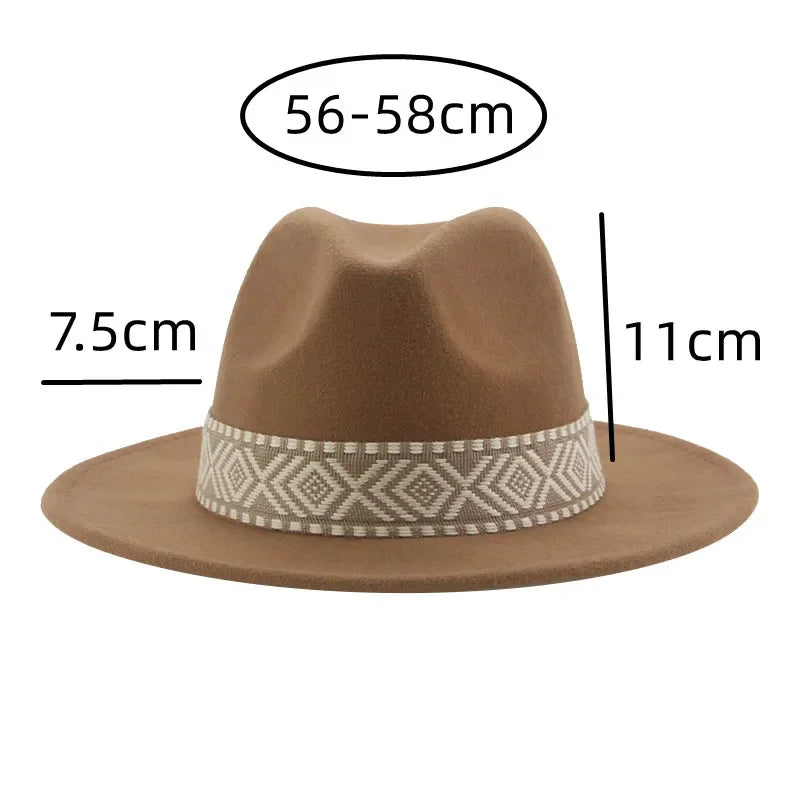 Panama Hat Western Cowboy Hats For Women Solid Big Brim Casual Fedoras Men Women