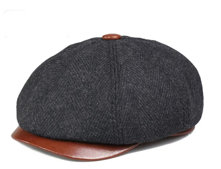 Men Street Bonnet 55% Wool Beret Sheepskin Camel/Grey Male Thin Hats