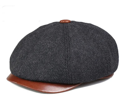 Men Street Bonnet 55% Wool Beret Sheepskin Camel/Grey Male Thin Hats