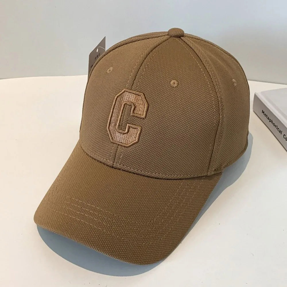 Sun Protection Adjustable Baseball Caps C Letter Embroidered Breathable Soft Top Caps