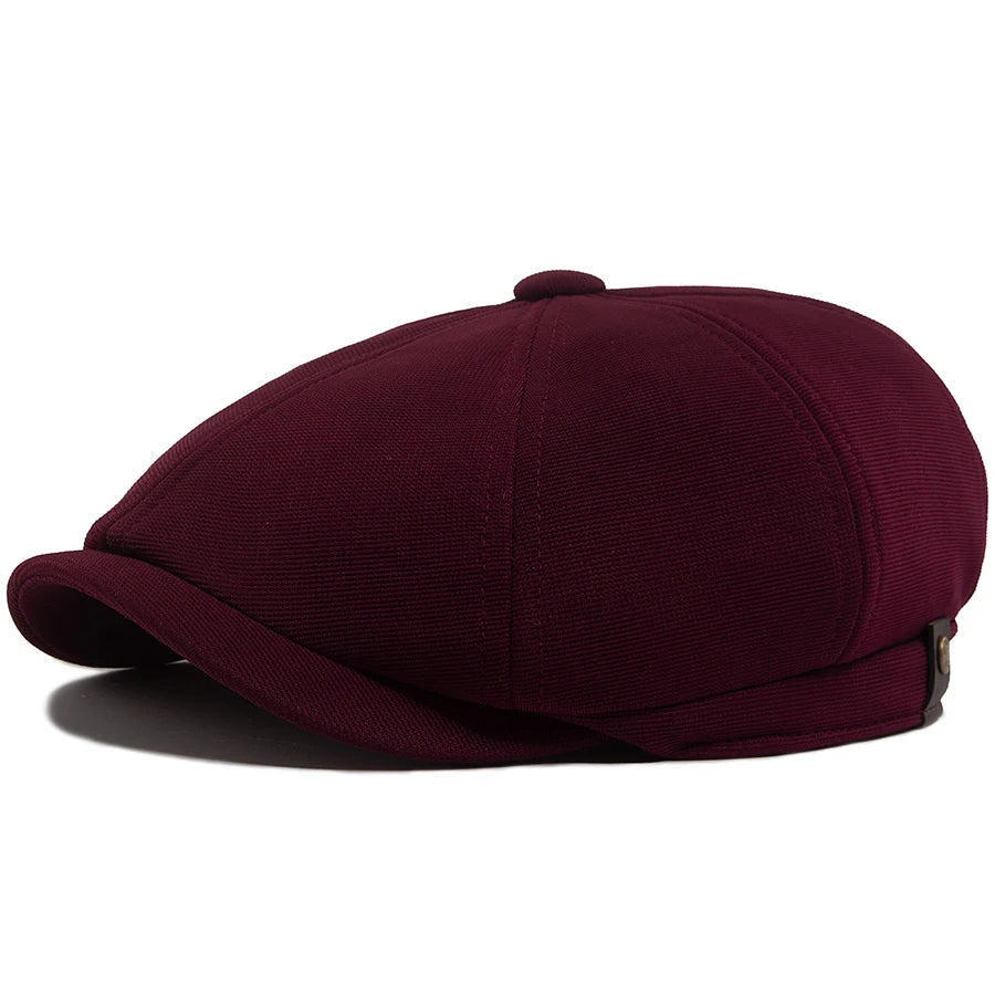 Spring Autumn Solid Patchwork Vintage Newsboy Cap