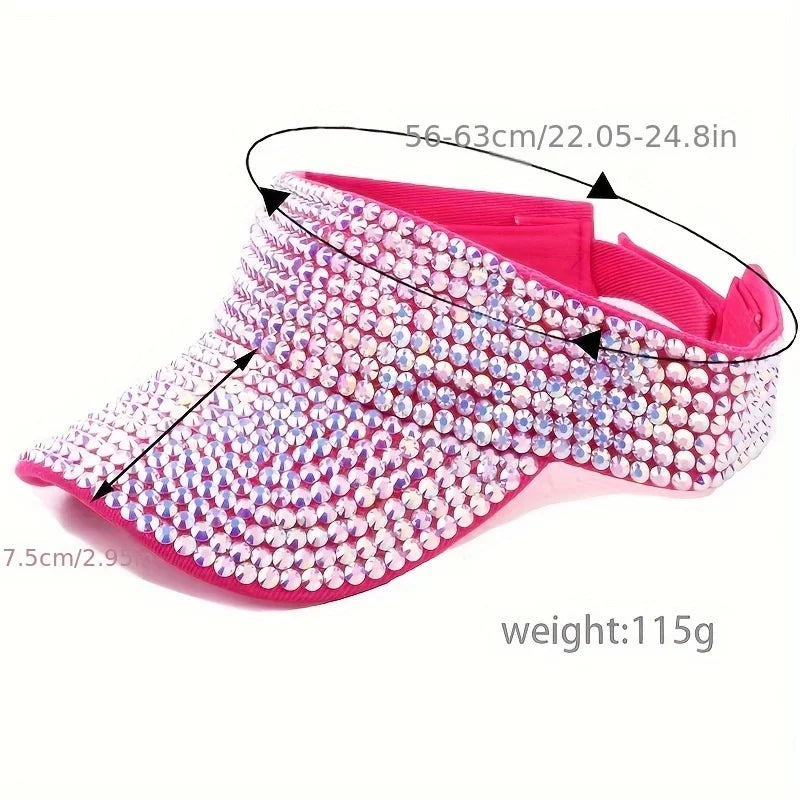 New Women's Shiny Rhinestone Sun Hat