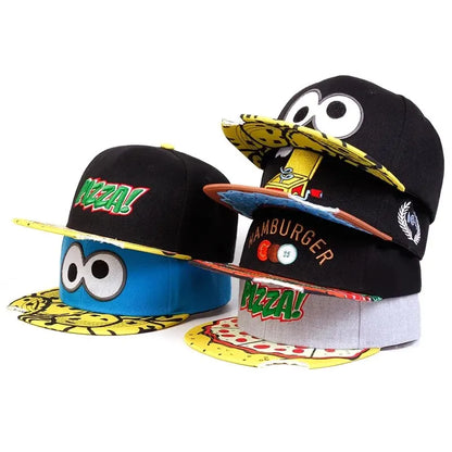 Unisex Eye Pizza Embroidery Hip-hop Hats Spring and Autumn