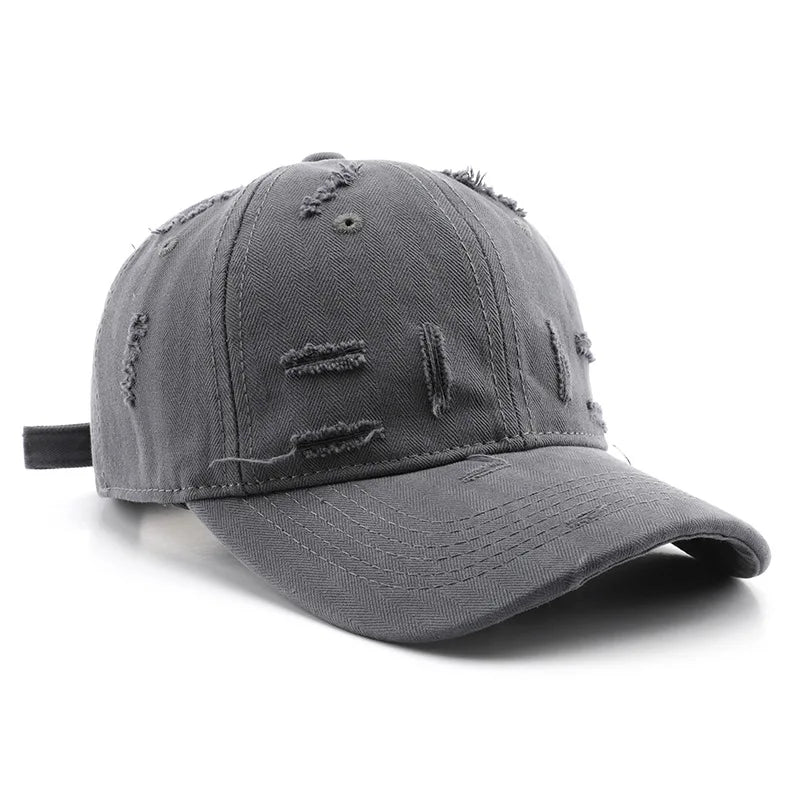 Vintage Distressed Baseball Cap, Casual Adjustable Cotton Hat