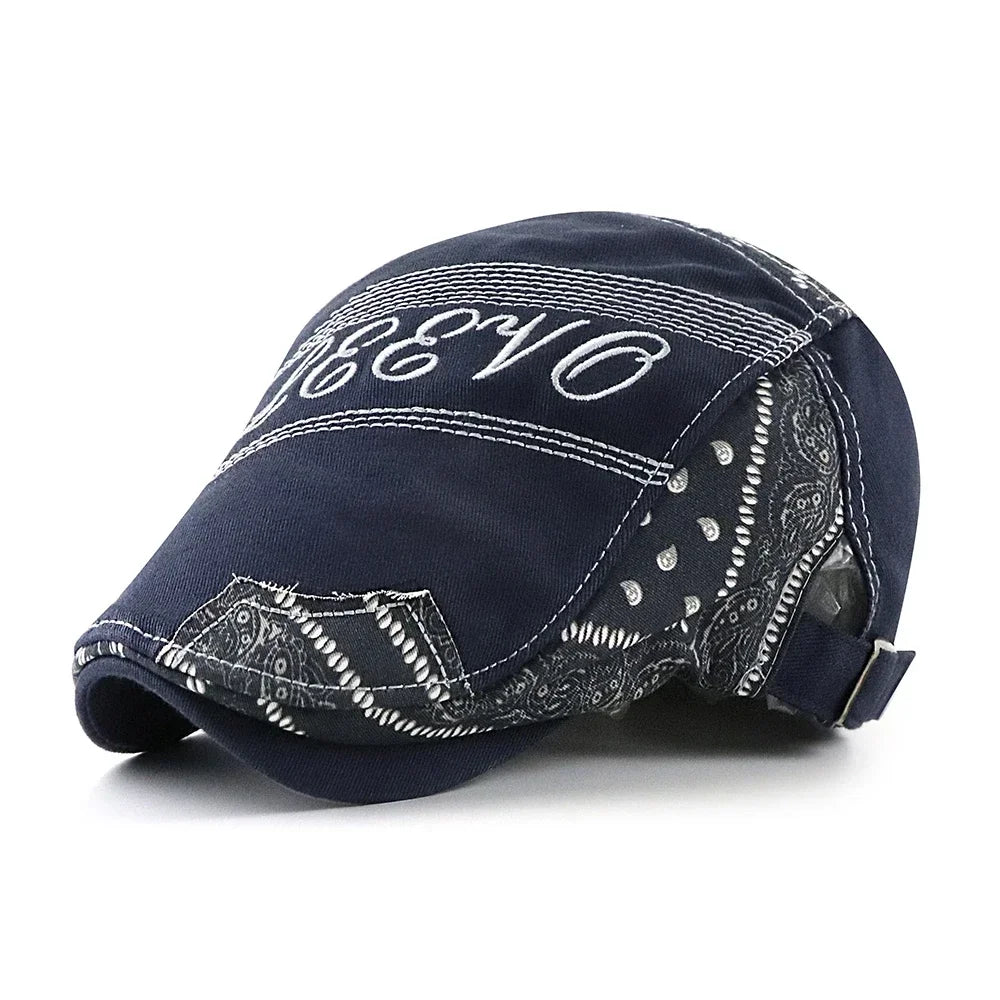 Men Letters Embroidered Newsboy Hat Women Fashion Adjustable