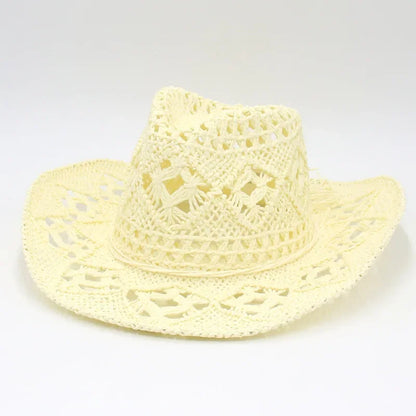Western Vintage Breathable Lace Hollow Design Lightweight Outdoor Jazz Hat
