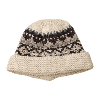 Fashion Jacquard Women Beanie Cap Warm Thermal Fisherman Hat Knitted Hat Women