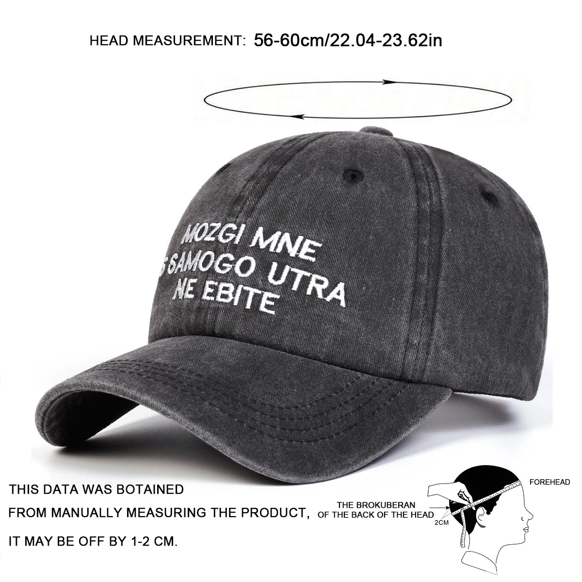 Unisex Letter Embroidery Washed Baseball Cap Spring Autumn