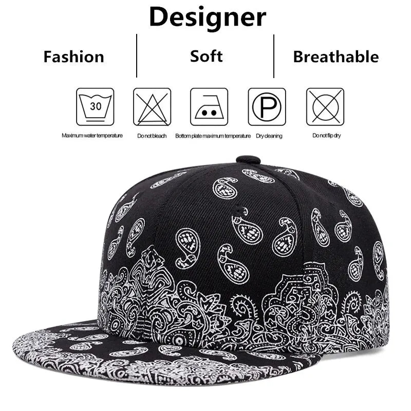 Fashion West Coast Cashew Flower Printing Snapback Cap Outdoor Sun Men Woman
