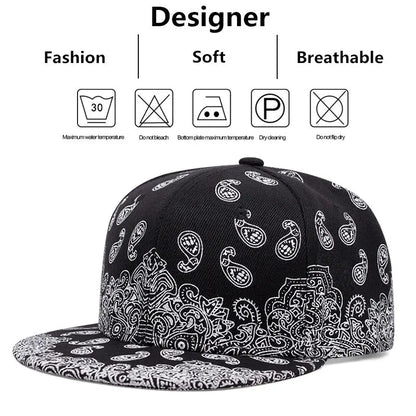 Fashion West Coast Cashew Flower Printing Snapback Cap Outdoor Sun Men Woman