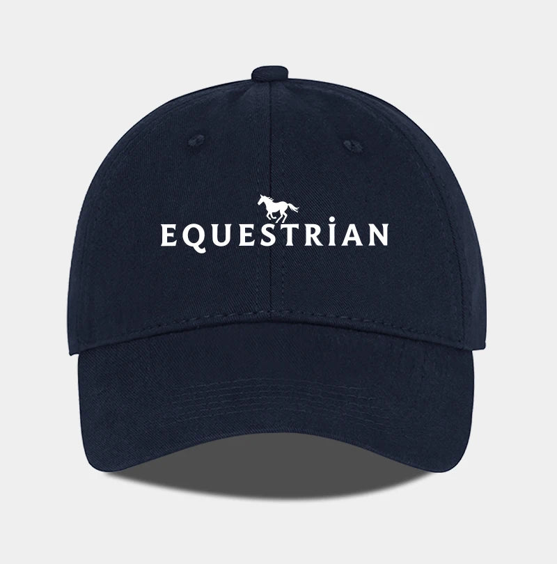 Equestrian Themed Horse Logo Print Soft Top Baseball Cap Soft Comfortable Breathable Adjustable Retro