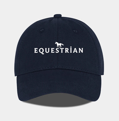 Equestrian Themed Horse Logo Print Soft Top Baseball Cap Soft Comfortable Breathable Adjustable Retro