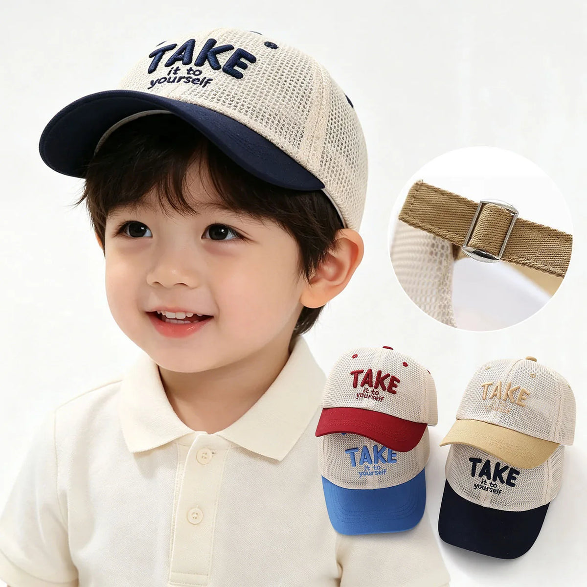 Letter Embroidered Baseball Cap For Kids Summer Sunscreen Mesh Hat Boy Girl Toddler Outdoor Breathable Sun Hats