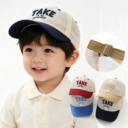 Letter Embroidered Baseball Cap For Kids Summer Sunscreen Mesh Hat Boy Girl Toddler Outdoor Breathable Sun Hats