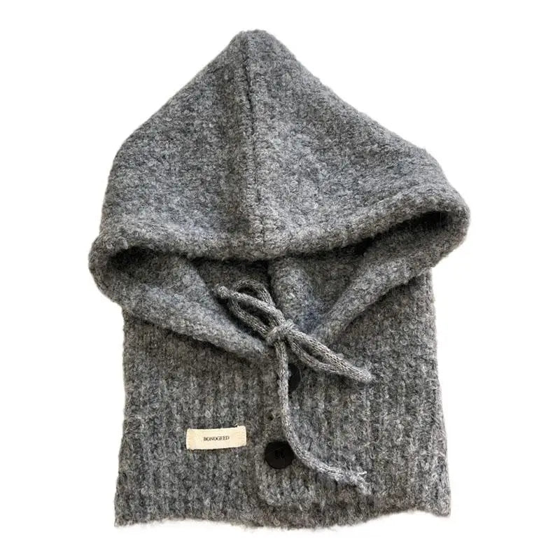 Soft Woolen Head Ears Neck Knitted Hat Winter Fashion Hat