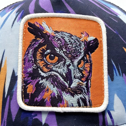 Unique Graffiti Owl Print Baseball Hat for Men Women Breathable Mesh Unisex Outdoor Hiking Casual Cap