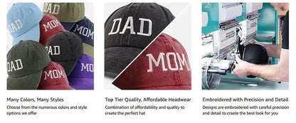 DAD MOM Embroidery Pure Cotton Baseball Cap Fashion Sport Golf Caps Sun Hat