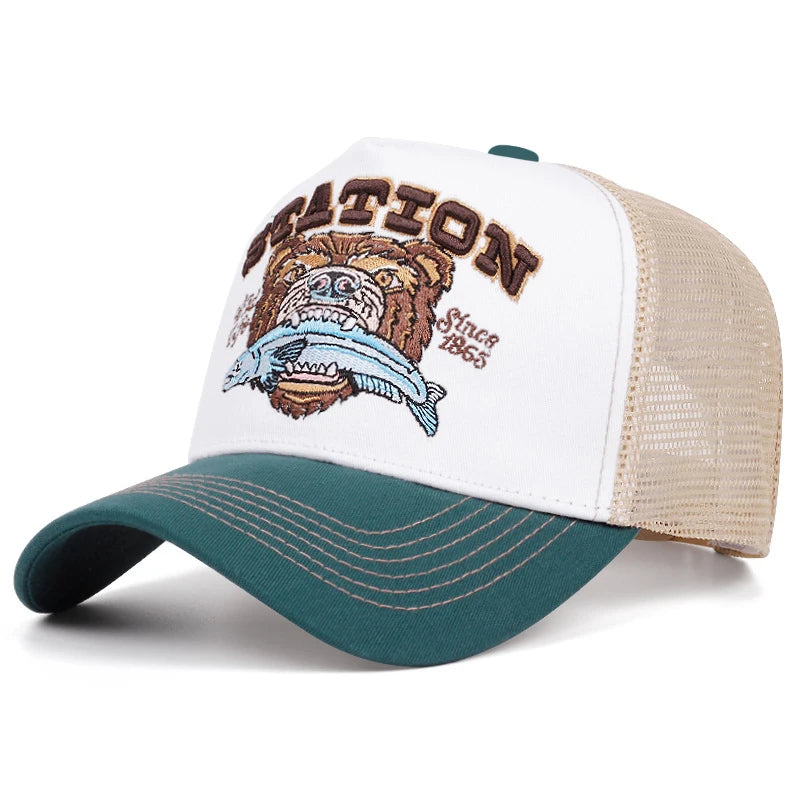 Bear Eating Fish Street Dance Hip Hop Hat Truck Hat